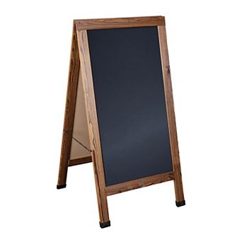 Emma and Oliver Burke Rustic Vintage Double-Sided Folding Magnetic Chalkboard with Accessories