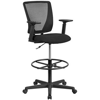 Emma and Oliver Ergonomic Mid-Back Mesh Drafting Chair with Adjustable Foot Ring and Arms
