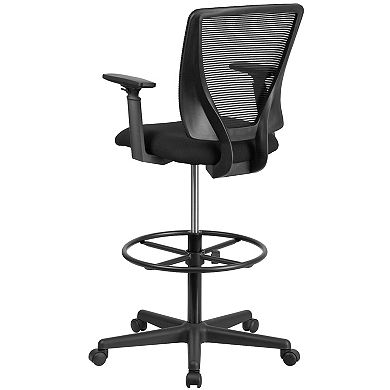 Emma and Oliver Ergonomic Mid-Back Mesh Drafting Chair with Adjustable Foot Ring and Arms