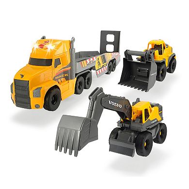 Dickie Toys 28" Mack Truck With 2 Volvo Construction Trucks