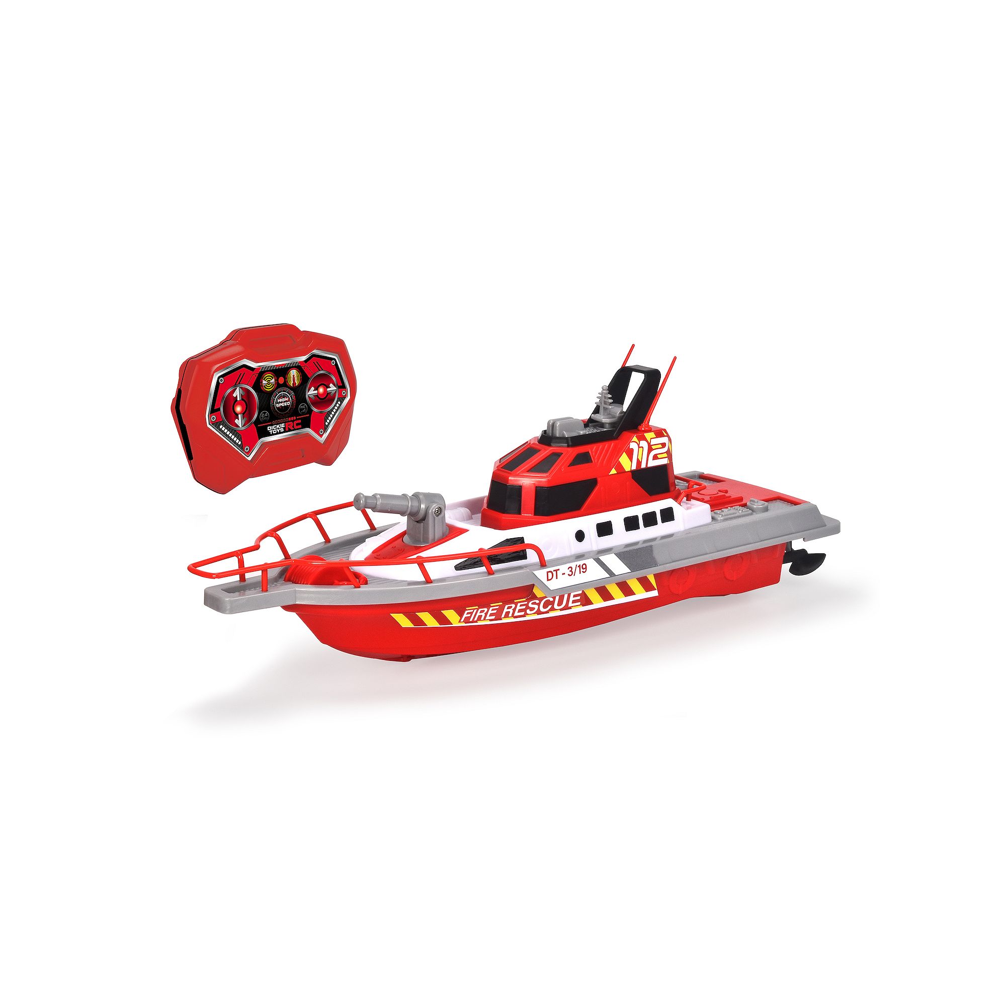 Dickie Toys 15-Inch RC Rescue Boat with Working Water Pump, Multi