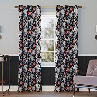 Sun Zero Irma Vintage Floral Blackout Grommet Window Curtain Panel