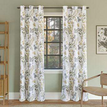 Sun Zero Remi Floral Leaf Print Grommet Curtain Panel