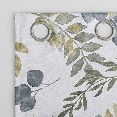 Sun Zero Remi Floral Leaf Print Grommet Curtain Panel