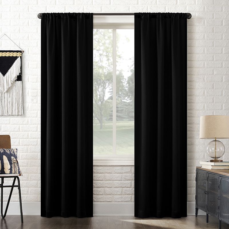 40"x63" Sun Zero Blackout Bergen Rod Pocket Curtain Panel Black: Energy Efficient, Noise Reduction, Thermal Insulated