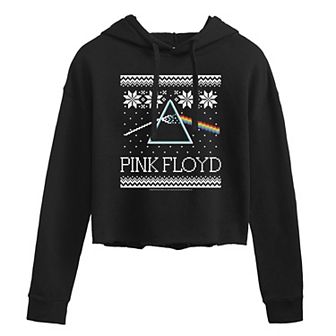 Juniors' Pink Floyd Snowflake Prism Cropped Graphic Hoodie