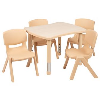 Emma and Oliver 21.875"W x 26.625"L Green Plastic Activity Table Set-4 Chairs