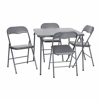 Emma and Oliver 5 pc Black Folding Game Room Card Table and Chair Set