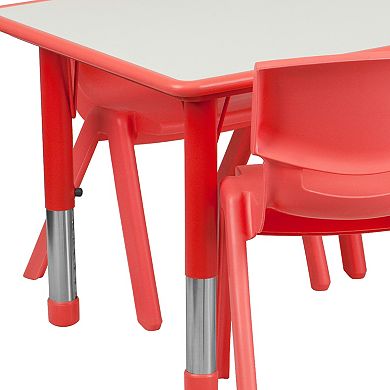 Emma and Oliver 23.625"W x 47.25"L Rectangle Plastic Activity Table Set with 6 Chairs