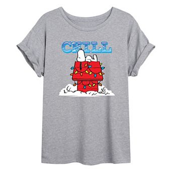 Juniors' Peanuts Snoopy "Chill" Oversized Graphic Tee