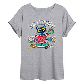 Juniors' Pete The Cat Best Christmas Oversized Graphic Tee