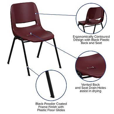 Emma and Oliver Green Ergonomic Shell Student Stack Chair - Classroom Chair / Office Guest Chair
