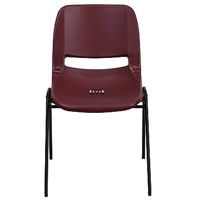 Emma and Oliver Green Ergonomic Shell Student Stack Chair - Classroom Chair / Office Guest Chair