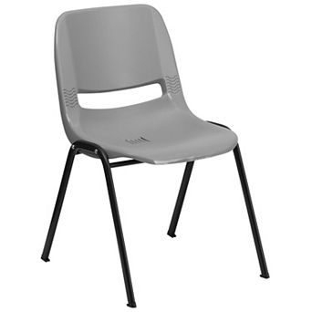 Emma and Oliver Green Ergonomic Shell Student Stack Chair - Classroom Chair / Office Guest Chair