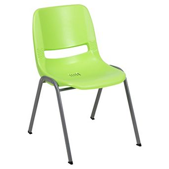 Emma and Oliver Green Ergonomic Shell Student Stack Chair - Classroom Chair / Office Guest Chair