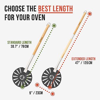 Chef Pomodoro Aluminum 9-inch Turning Pizza Peel With Detachable Wood Handle For Easy Storage