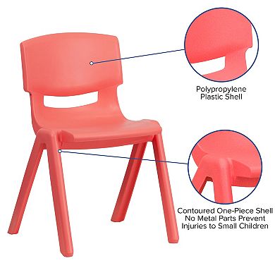 Emma and Oliver 2 Pack Natural Plastic Stack School Chair with 13.25"H Seat, K-2 School Chair