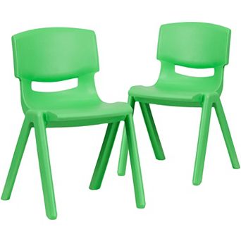 Emma and Oliver 2 Pack Natural Plastic Stack School Chair with 13.25"H Seat, K-2 School Chair