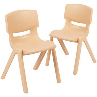 Emma and Oliver 2 Pack Natural Plastic Stack School Chair with 13.25"H Seat, K-2 School Chair