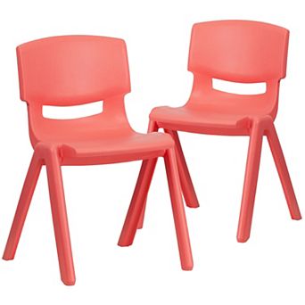 Emma and Oliver 2 Pack Natural Plastic Stack School Chair with 13.25"H Seat, K-2 School Chair