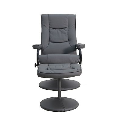 Emma and Oliver Multi-Position Recliner & Ottoman w/ Wrapped Base in Palimino LeatherSoft