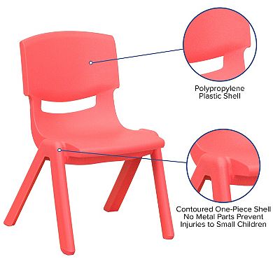 Emma and Oliver 2 Pack Natural Plastic Stackable School Chair with 10.5"H Seat, Preschool Chair