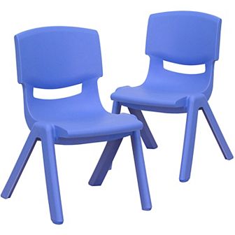 Emma and Oliver 2 Pack Natural Plastic Stackable School Chair with 10.5"H Seat, Preschool Chair