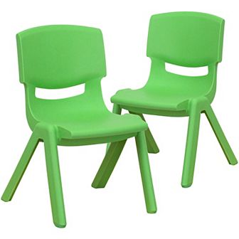 Emma and Oliver 2 Pack Natural Plastic Stackable School Chair with 10.5"H Seat, Preschool Chair