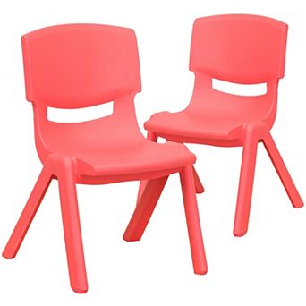 Emma and Oliver 2 Pack Natural Plastic Stackable School Chair with 10.5"H Seat, Preschool Chair