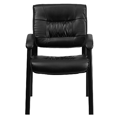 Emma and Oliver White LeatherSoft Executive Reception Chair with Black Metal Frame