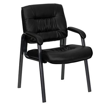Emma and Oliver Black LeatherSoft Executive Reception Chair with Black Metal Frame