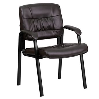 Emma and Oliver Black LeatherSoft Executive Reception Chair with Black Metal Frame