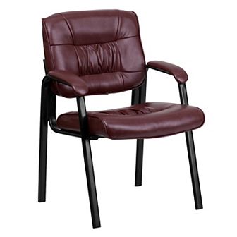 Emma and Oliver Black LeatherSoft Executive Reception Chair with Black Metal Frame