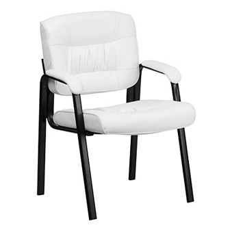 Emma and Oliver Black LeatherSoft Executive Reception Chair with Black Metal Frame