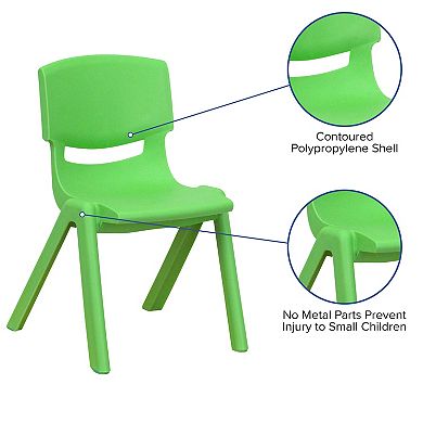 Emma and Oliver 4 Pack Plastic Stack School Chair with 12" Seat Height - Kids Chair