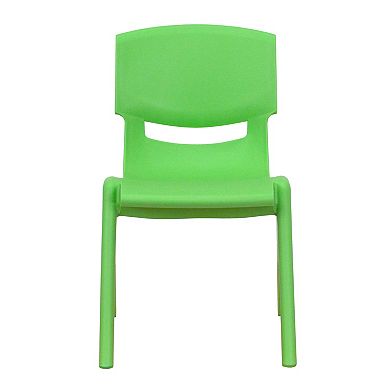 Emma and Oliver 4 Pack Blue Plastic Stack School Chair with 12" Seat Height - Kids Chair