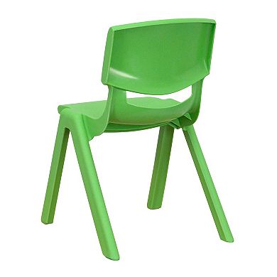 Emma and Oliver 4 Pack Blue Plastic Stack School Chair with 12" Seat Height - Kids Chair