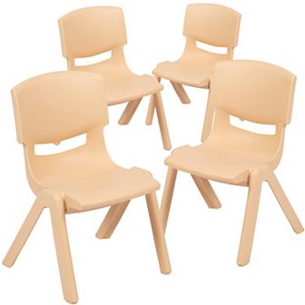 Emma and Oliver 4 Pack Plastic Stack School Chair with 12" Seat Height - Kids Chair
