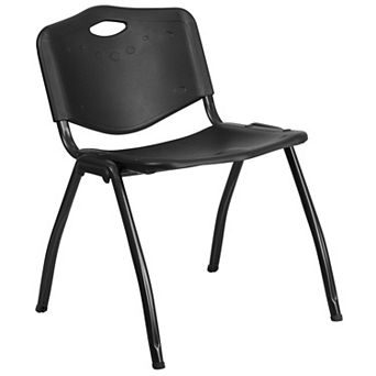 Emma and Oliver 880 lb. Capacity Black Plastic Stack Office Side Chair