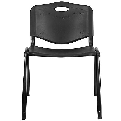 Emma and Oliver 880 lb. Capacity Black Plastic Stack Office Side Chair