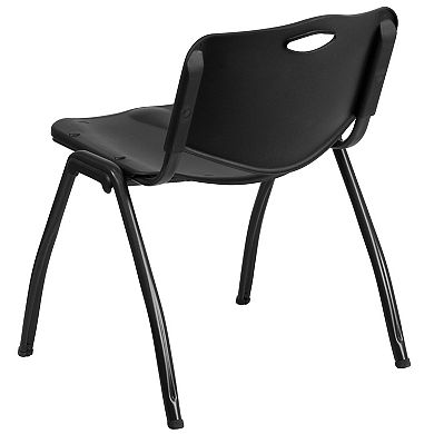Emma and Oliver 880 lb. Capacity Black Plastic Stack Office Side Chair