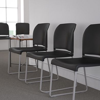 Emma and Oliver Home and Office Guest Chair Orange Full Back Contoured Sled Base Stack Chair