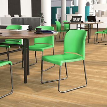 Emma and Oliver Home and Office Guest Chair Full Back Contoured Sled Base Stack Chair