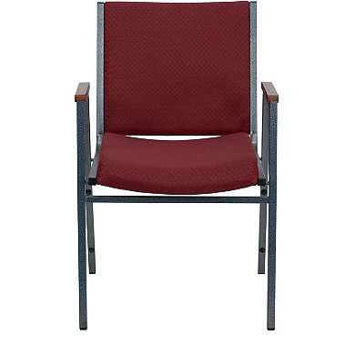 Emma and Oliver Heavy Duty Burgundy Patterned Fabric Stack Chair with Arms