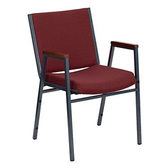 Emma and Oliver Heavy Duty Burgundy Patterned Fabric Stack Chair with Arms