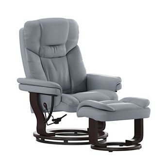 Emma and Oliver Beige LeatherSoft Swivel Recliner Chair with Ottoman Footrest