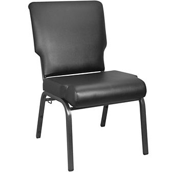 Emma and Oliver Black Vinyl Church Chair 20.5 in Wide