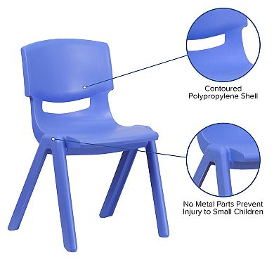Emma and Oliver 4 Pack Blue Plastic Stack School Chair with 15.5"H Seat, 3rd-7th School Chair