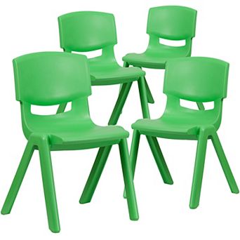 Emma and Oliver 4 Pack Blue Plastic Stack School Chair with 15.5"H Seat, 3rd-7th School Chair