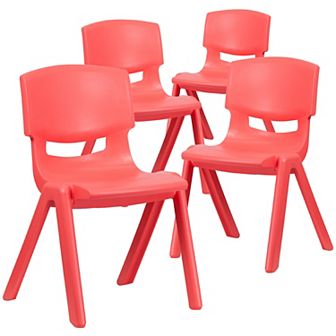 Emma and Oliver 4 Pack Blue Plastic Stack School Chair with 15.5"H Seat, 3rd-7th School Chair
